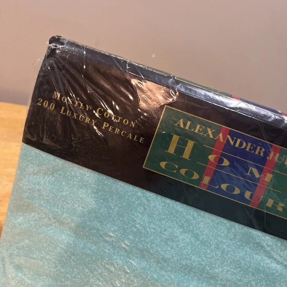 Vtg Dan River Full Flat‎ Sheet Turquoise Julep Colours by Alexander Julian